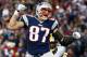 FOXBORO, MA - NOVEMBER 03: Rob Gronkowski #87 of the New England Patriots reacts after a teammate missed a touchdown pass against the Pittsburgh Steelers in the first quarter at Gillette Stadium on November 3, 2013 in Foxboro, Massachusetts. (Photo by J