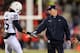 COLUMBUS, OH - OCTOBER 26: Head coach Bill O'Brien of the Penn State Nittany Lions congratulates players after a touchdown against the Ohio State Buckeyes at Ohio Stadium on October 26, 2013 in Columbus, Ohio. (Photo by Jamie Sabau/Getty Images)