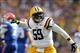 Oct 12, 2013; Baton Rouge, LA, USA; LSU Tigers defensive end Jermauria Rasco (59) celebrates making a play against the Florida Gators during the second quarter of their game at Tiger Stadium. Mandatory Credit: Chuck Cook-USA TODAY Sports