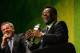 LONDON, ENGLAND - OCTOBER 29: Pele is interviewed by Richard Keys during the Football Extravaganza at the Grosvenor House Hotel on October 29, 2013 in London, England. (Photo by Christopher Lee/Getty Images)