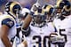 INDIANAPOLIS, IN - NOVEMBER 10: Zac Stacy #30 of the St. Louis Rams celebrates after scoring a touchdown during the game against the Indianapolis Colts at Lucas Oil Stadium on November 10, 2013 in Indianapolis, Indiana. (Photo by Andy Lyons/Getty Image