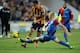 HULL, ENGLAND - NOVEMBER 23: Ahmed Elmohamady of Hull City is tackled by Dean Moxey of Crystal Palace during the Barclays Premier League match between Hull City and Crystal Palace at KC Stadium on November 23, 2013 in Hull, England. (Photo by Tony Marsh