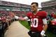 TUSCALOOSA, AL - NOVEMBER 23: AJ McCarron #10 of the Alabama Crimson Tide celebrates their 49-0 win over the Chattanooga Mocs at Bryant-Denny Stadium on November 23, 2013 in Tuscaloosa, Alabama. (Photo by Kevin C. Cox/Getty Images)