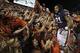Nov 16, 2013; Auburn, AL, USA; Auburn Tigers running back Tre Mason (21) celebrates with fans after beating the Georgia Bulldogs 43-38 at Jordan Hare Stadium. Mandatory Credit: John Reed-USA TODAY Sports