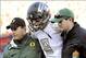 Nov 23, 2013; Tucson, AZ, USA; Oregon Ducks quarterback Marcus Mariota (8) is helped off the field by trainers after suffering an injury during the fourth quarter against the Arizona Wildcats at Arizona Stadium. Arizona beat Oregon 42-16. Mandatory Credit
