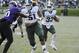 EVANSTON, IL - NOVEMBER 23: Jeremy Langford #33 of the Michigan State Spartans follows Fou Fonoti #51 and runs for a touchdown against the Northwestern Wildcats during the first half November 23, 2013 at Ryan Field in Evanston, Illinois. (Photo by David