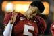 Nov 23, 2013; Tallahassee, FL, USA; Florida State Seminoles quarterback Jameis Winston (5) congratulates teammates after the game against the Idaho Vandals at Doak Campbell Stadium. Mandatory Credit: Melina Vastola-USA TODAY Sports