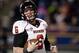 Nov 20, 2013; Toledo, OH, USA; Northern Illinois Huskies quarterback Jordan Lynch (6) during the third quarter against the Toledo Rockets at Glass Bowl. The Huskies beat the Rockets 35-17. Mandatory Credit: Raj Mehta-USA TODAY Sports
