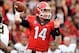 Nov 9, 2013; Athens, GA, USA; Georgia Bulldogs quarterback Hutson Mason (14) throws a pass against the Appalachian State Mountaineers during the second half at Sanford Stadium. Georgia defeated Appalachian State 45-6. Mandatory Credit: Dale Zanine-USA TOD