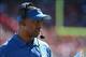 September 22, 2013; San Francisco, CA, USA; Indianapolis Colts offensive coordinator Pep Hamilton watches from the sideline during the third quarter against the San Francisco 49ers at Candlestick Park. Mandatory Credit: Kyle Terada-USA TODAY Sports