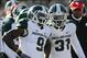 Nov 23, 2013; Evanston, IL, USA; Michigan State Spartans safety Isaiah Lewis (9) reacts to being ejected from the game for a personal foul against Northwestern Wildcats quarterback Kain Colter (2) during the first quarter at Ryan Field. Mandatory Credit: