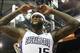 Nov 19, 2013; Sacramento, CA, USA; Sacramento Kings center DeMarcus Cousins (15) reacts after a play against the Phoenix Suns during the second quarter at Sleep Train Arena. Mandatory Credit: Kelley L Cox-USA TODAY Sports