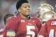TALLAHASSEE, FL - NOVEMBER 23: Jameis Winston #5 of the Florida State Seminoles rests on the sideline during the second half against the Idaho Vandals at Doak Campbell Stadium on November 23, 2013 in Tallahassee, Florida. The Seminoles beat the Vandals 80