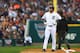 DETROIT, MI - OCTOBER 15: Jhonny Peralta #27 of the Detroit Tigers stands on third base in the fifth inning against the Boston Red Sox during Game Three of the American League Championship Series at Comerica Park on October 15, 2013 in Detroit, Michigan.