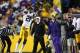Nov 23, 2013; Baton Rouge, LA, USA; LSU Tigers defensive back Rashard Robinson (21) catches the ball for an interception against the Texas A&M Aggies in the second half at Tiger Stadium. LSU defeated Texas A&M 34-10. Mandatory Credit: Crystal LoGiudice-US