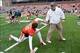 Nov 16, 2013; Champaign, IL, USA; Illinois Fighting Illini head coach Tim Beckman shakes the hand of Illinois Fighting Illini punter Brad Janitz (36) before the game against the Ohio State Buckeyes at Memorial Stadium. Mandatory Credit: Bradley Leeb-USA