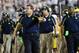 Oct 12, 2013; University Park, PA, USA; Michigan Wolverines head coach Brady Hoke reacts to a call during the fourth quarter against the Penn State Nittany Lions at Beaver Stadium. Penn State defeated Michigan 43-40 in overtime. Mandatory Credit: Matthew