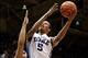 Nov 24, 2013; Durham, NC, USA; Duke Blue Devils forward Rodney Hood (5) drives to the basket against Vermont Catamounts forward Luke Apfeld (2) and forward Hector Harold (5) at Cameron Indoor Stadium. Mandatory Credit: Mark Dolejs-USA TODAY Sports