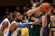 Nov 24, 2013; Durham, NC, USA; Duke Blue Devils forward Josh Hairston (15) defends against Vermont Catamounts forward Brian Voelkel (1) at Cameron Indoor Stadium. Mandatory Credit: Mark Dolejs-USA TODAY Sports