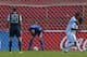 SAN PEDRO SULA, HONDURAS - FEBRUARY 06: Tim Howard #1 of the United States reacts to giving up a goal to Juan Carlos Garcia #6 of Honduras during a FIFA 2014 World Cup Qualifier at Estadio Olimpico Metropolitano on February 6, 2013 in San Pedro Sula, Hon