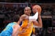 LOS ANGELES, CA - APRIL 9: Kobe Bryant #24 of the Los Angeles Lakers against the New Orleans Hornets at Staples Center on April 9, 2013 in Los Angeles, California. NOTE TO USER: User expressly acknowledges and agrees that, by downloading and/or using this