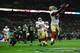 LONDON, ENGLAND - OCTOBER 27: #85 Vernon Davis of the San Francisco 49ers scores a touchdown during the NFL International Series game between San Francisco 49ers and Jacksonville Jaguars at Wembley Stadium on October 27, 2013 in London, England. (Photo