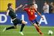 Jun 11, 2013; Bronx, NY, USA; Spain defender Jordi Alba (18) takes a shot against Republic of Ireland defender Seamus Coleman (2) during the first half of a friendly match at Yankee Stadium. Mandatory Credit: Brad Penner-USA TODAY Sports
