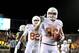 Nov 9, 2013; Morgantown, WV, USA; Texas Longhorns fullback Alex De La Torre (36) celebrates after scoring a touchdown in overtime against the West Virginia Mountaineers at Milan Puskar Stadium. Mandatory Credit: Evan Habeeb-USA TODAY Sports