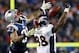 Nov 24, 2013; Foxborough, MA, USA; New England Patriots cornerback Aqib Talib (31) defends a pass intended for Denver Broncos wide receiver Demaryius Thomas (88) in the fourth quarter at Gillette Stadium. The New England Patriots defeated the Denver Bronc