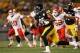Aug 24, 2013; Pittsburgh, PA, USA; Pittsburgh Steelers linebacker Jarvis Jones (95) runs the ball after a turnover against the Kansas City Chief in the second half at Heinz Field. The play was overturned and the Chiefs retained possession. The Chiefs won