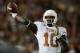 PASADENA, CA - JANUARY 04: Quarterback Vince Young #10 of the Texas Longhorns throws the football against the USC Trojans in the third quarter during the BCS National Championship Rose Bowl Game on January 4, 2006 in Pasadena, California. (Photo by Dona