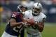 Nov 17, 2013; Houston, TX, USA; Oakland Raiders receiver Rod Streater (80) is defended by Houston Texans cornerback Brandon Harris (26) on a 36-yard reception in the third quarter at Reliant Stadium. The Raiders defeated the Texans 28-23. Mandatory Credit