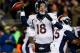 FOXBORO, MA - NOVEMBER 24: Quarterback Peyton Manning #18 of the Denver Broncos passes against the New England Patriots during a game at Gillette Stadium on November 24, 2013 in Foxboro, Massachusetts. (Photo by Jim Rogash/Getty Images)