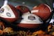 Nov 22, 2012; East Rutherford, NJ, USA; A general view of souvenir footballs after the game between the New York Jets and the New England Patriots on Thanksgiving at Metlife Stadium. The Patriots won the game 49-19. Mandatory Credit: Joe Camporeale-USA TO