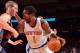 NEW YORK, NY - NOVEMBER 5: Amar'e Stoudemire #1 of the New York Knicks drives against Cody Zeller #40 of the Charlotte Bobcats during the game on November 5, 2013 at Madison Square Garden in New York City, New York. NOTE TO USER: User expressly acknowledg