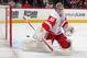 DENVER, CO - OCTOBER 17: Goaltender Jonas Gustavsson #50 of the Detroit Red Wings makes a save against the Colorado Avalanche at the Pepsi Center on October 17, 2013 in Denver, Colorado. The Red Wings defeated the Avalanche 4-2. (Photo by Michael Martin