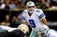 NEW ORLEANS, LA - NOVEMBER 10: Quarterback Tony Romo #9 of the Dallas Cowboys calls a play against the New Orleans Saints during a game at the Mercedes-Benz Superdome on November 10, 2013 in New Orleans, Louisiana. (Photo by Ronald Martinez/Getty Images)