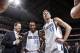 DALLAS, TX - NOVEMBER 20: Dirk Nowitzki #41 and Monta Ellis #11 of the Dallas Mavericks are interviewed after a win against the Houston Rockets on November 20, 2013 at the American Airlines Center in Dallas, Texas. NOTE TO USER: User expressly acknowledge