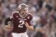 Nov 9, 2013; College Station, TX, USA; Texas A&M Aggies quarterback Johnny Manziel (2) scrambles against the Mississippi State Bulldogs during the second quarter at Kyle Field. Mandatory Credit: Thomas Campbell-USA TODAY Sports