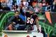 Oct 27, 2013; Cincinnati, OH, USA; Cincinnati Bengals middle linebacker Rey Maualuga (58) gets a ride off of the field after being injured in the second quarter agains the New York Jets at Paul Brown Stadium. Mandatory Credit: Marc Lebryk-USA TODAY Sports