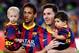 BARCELONA, SPAIN - SEPTEMBER 24: Neymar of FC Barcelona with his son Davi Lucca (L) and his team-mate Lionel Messi of FC Barcelona with his son Thiago walks out the pitch priot to the La Liga match between FC Barcelona and Real Sociedad de Futbol at Camp