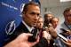 TAMPA, FL - FEBRUARY 21: Vice President and General Manager Steve Yzerman of the Tampa Bay Lightning talks to the media after trading Steve Downie before the start of the game against the Anaheim Ducks at the Tampa Bay Times Forum on February 21, 2012 in