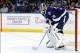Oct 17, 2013; Tampa, FL, USA; Tampa Bay Lightning goalie Ben Bishop (30) against the Minnesota Wild during the third period at Tampa Bay Times Forum. Tampa Bay Lightning defeated the Minnesota Wild 3-1. Mandatory Credit: Kim Klement-USA TODAY Sports