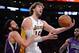 Nov 24, 2013; Los Angeles, CA, USA; Los Angeles Lakers center Pau Gasol (16) is fouled by Sacramento Kings point guard Greivis Vasquez (10) during the game at Staples Center. Lakers won 100-86. Mandatory Credit: Jayne Kamin-Oncea-USA TODAY Sports
