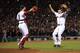 Pictured: Two of Boston's offseason signings celebrating the last out of the World Series.