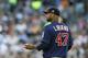 DETROIT - JULY 09: Francisco Liriano #47 of the Minnesota Twins reacts after giving up a second inning triple off the bat of Carlos Guillen #9 of the Detroit Tigers during the game on July 9, 2010 at Comerica Park in Detroit, Michigan. (Photo by Leon Hali