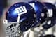 Oct 27, 2013; Philadelphia, PA, USA; A New York Giants helmet lies at the bench area during the first half against the Philadelphia Eagles at Lincoln Financial Field. The Giants won the game 15-7. Mandatory Credit: Joe Camporeale-USA TODAY Sports