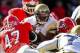November 24, 2012; Athens, GA, USA; Georgia Tech Yellow Jackets quarterback Vad Lee (2) is tackled by Georgia Bulldogs defensive end Ray Drew (47) in the first half at Sanford Stadium. Mandatory Credit: Daniel Shirey-USA TODAY Sports
