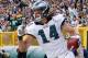 GREEN BAY, WI - NOVEMBER 10: Riley Cooper #14 of the Philadelphia Eagles celebrates a fourth quarter touchdown while playing the Green Bay Packers at Lambeau Field on November 10, 2013 in Green Bay, Wisconsin. Philadelphia won the game 27-13. (Photo by Gr