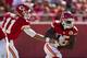 KANSAS CITY, MO - October 27: Quarterback Alex Smith #11 of the Kansas City Chiefs hands the ball off to running back Jamaal Charles #25 during the game against the Cleveland Browns at Arrowhead Stadium on October 27, 2013 in Kansas City, Missouri. (Photo